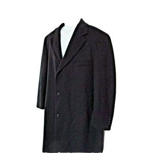 RALPH LAUREN Cashmere Blend Men's Lined Black Pea Trench Coat Sz 42